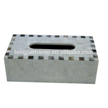 Chinese freshwater shell and black shell mixed rectangle tissue box